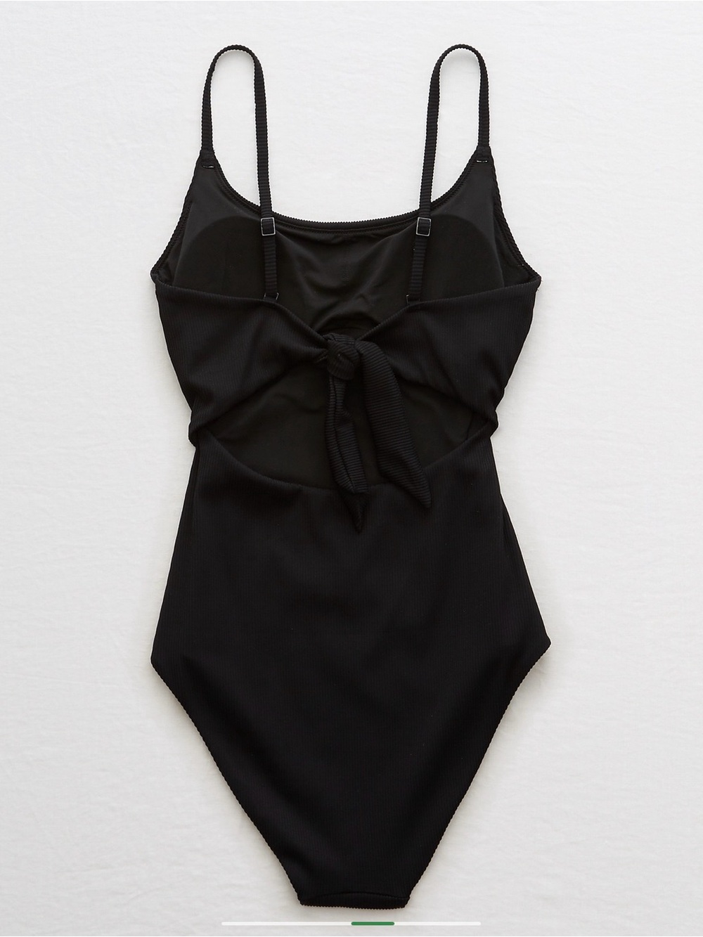 Aerie Ribbed Tie Back Classic Minimalist Beach Vacation One Piece Swimsuit Large - Picture 2 of 9